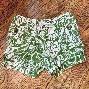Liz Claiborne Sloane Women’s Size 8 Green White Floral Print Shorts Pockets Fun